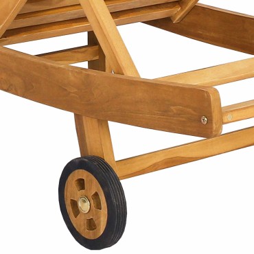 vidaXL Ξαπλώστρα Στερεό Ξύλο Τίκ Καφέ 200x59,5x35cm 1 τεμ.