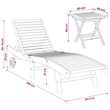 vidaXL Ξαπλώστρα 2 τεμ. Στερεό Ξύλο Τίκ Καφέ 40x40x40cm