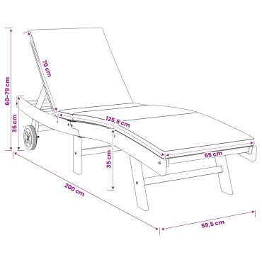 vidaXL Ξαπλώστρα Πολυεστέρας Καφέ και Κρεμ 200x59,5x35cm 1 τεμ.