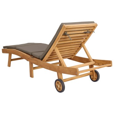 vidaXL Ξαπλώστρα Πολυεστέρας Καφέ και Taupe 200x59,5x35cm 1 τεμ.