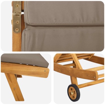 vidaXL Ξαπλώστρα Πολυεστέρας Καφέ και Taupe 200x59,5x35cm 1 τεμ.