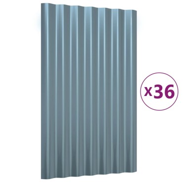 vidaXL Πάνελ Οροφής 36 τεμ. Γκρι 60 x 36 εκ. Γαλβανισμένος χάλυβας