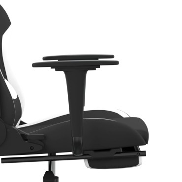 vidaXL Καρέκλα Gaming Μαύρο/Λευκό Ύφασμα με Υποπόδιο 64x60x(117-127)cm 1 τεμ.