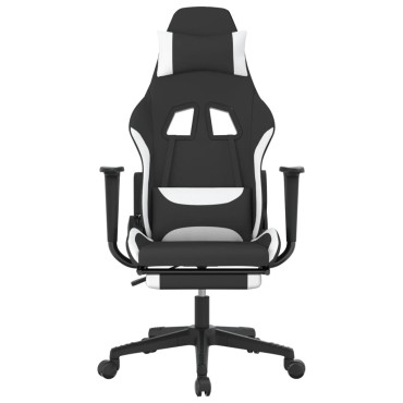 vidaXL Καρέκλα Gaming Μαύρο/Λευκό Ύφασμα με Υποπόδιο 64x60x(117-127)cm 1 τεμ.