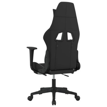 vidaXL Καρέκλα Gaming Μαύρο/Λευκό Ύφασμα με Υποπόδιο 64x60x(117-127)cm 1 τεμ.