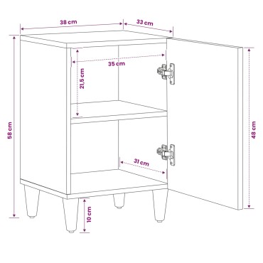 vidaXL Ντουλάπι Μπάνιου Καφέ 38x33,5x58cm Στερεό ξύλο μάνγκο
