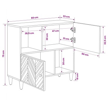 vidaXL Ντουλάπες Αποθήκευσης Καφέ 80x33,5x75cm Στερεό ξύλο μάνγκο