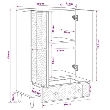 vidaXL Ντουλάπες Αποθήκευσης με συρτάρι Καφέ 60x33,5x100cm