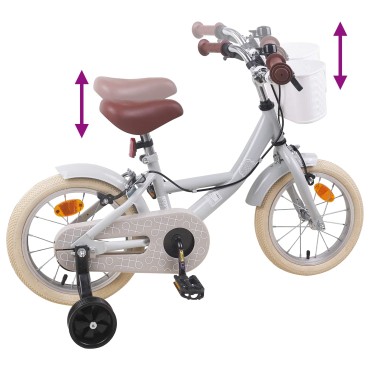 vidaXL Παιδικό Ποδήλατο 12 ίντσες για παιδιά 2-4 ετών Ανοιχτό γκρι