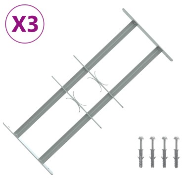 vidaXL Πλέγμα Ασφαλείας για Παράθυρα με 2 Διαγωνίους Σταυρούς 3 τμχ.