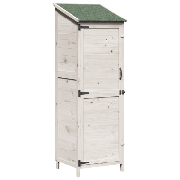 vidaXL Αποθήκη Κήπου Λευκό 59,5 x 56 x 176,5 εκ. Στερεό Ξύλο Πεύκου