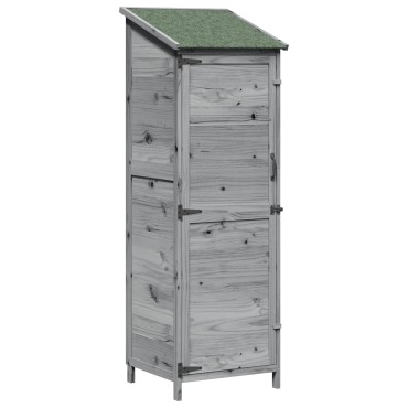 vidaXL Αποθήκη Κήπου Γκρι 59,5 x 56 x 176,5 εκ. Στερεό Ξύλο Πεύκου
