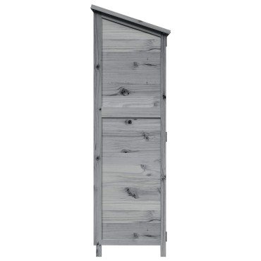 vidaXL Αποθήκη Κήπου Γκρι 59,5 x 56 x 176,5 εκ. Στερεό Ξύλο Πεύκου