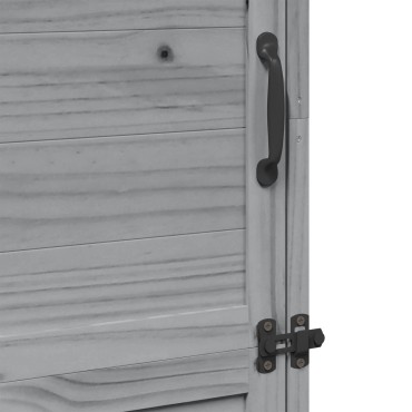 vidaXL Αποθήκη Κήπου Γκρι 59,5 x 56 x 176,5 εκ. Στερεό Ξύλο Πεύκου