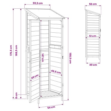 vidaXL Αποθήκη Κήπου Λευκό 59,5 x 56 x 176,5 εκ. Στερεό Ξύλο Πεύκου