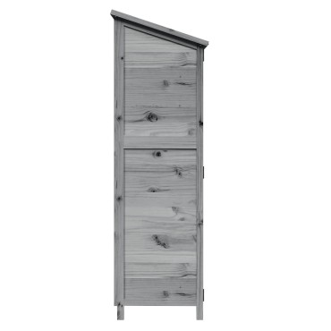 vidaXL Αποθήκη Κήπου Γκρι 59,5 x 56 x 176,5 εκ. Στερεό Ξύλο Πεύκου