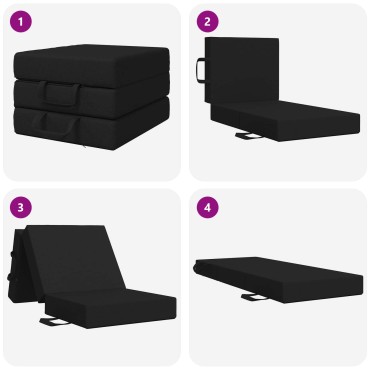 vidaXL Κρεβάτι Καναπέ Αναδιπλούμενο 75x63x45cm Μαύρο