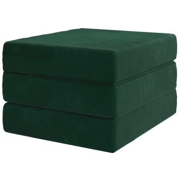 vidaXL Κρεβάτι Καναπέ Αναδιπλούμενο 90x63x45cm Σκούρο Πράσινο