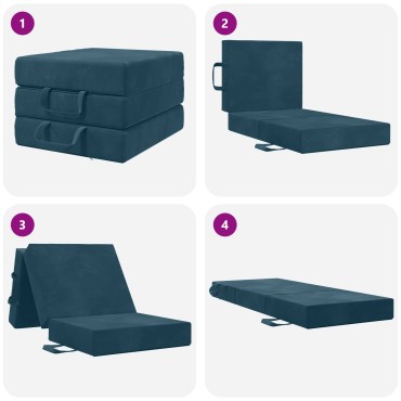 vidaXL Κρεβάτι Καναπέ Αναδιπλούμενο 75x67x45cm Μπλε