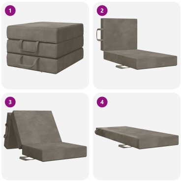 vidaXL Κρεβάτι Καναπέ Αναδιπλούμενο 75x67x45cm Ανοιχτό γκρι