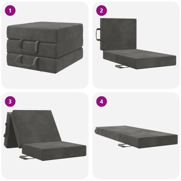 vidaXL Κρεβάτι Καναπέ Αναδιπλούμενο 90x67x45cm Σκούρο Γκρι