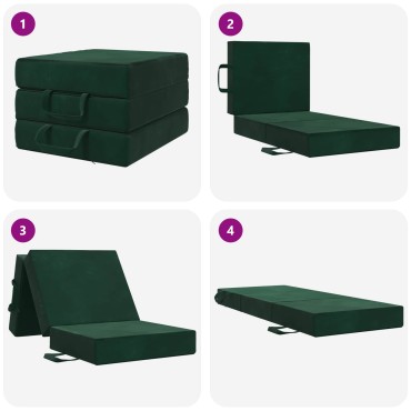 vidaXL Κρεβάτι Καναπέ Αναδιπλούμενο 90x67x45cm Σκούρο Πράσινο