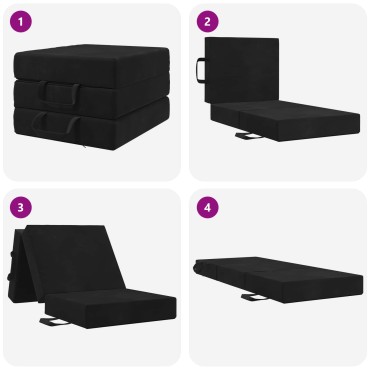 vidaXL Κρεβάτι Καναπέ Αναδιπλούμενο 90x67x45cm Μαύρο