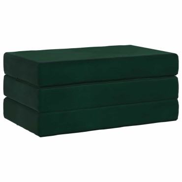 vidaXL Κρεβάτι Καναπέ Αναδιπλούμενο 100x67x45cm Σκούρο Πράσινο