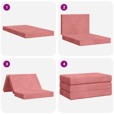 vidaXL Κρεβάτι Καναπέ Αναδιπλούμενο 100x67x45cm Ροζ