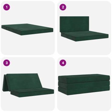vidaXL Κρεβάτι Καναπέ Αναδιπλούμενο 140x67x45cm Σκούρο Πράσινο