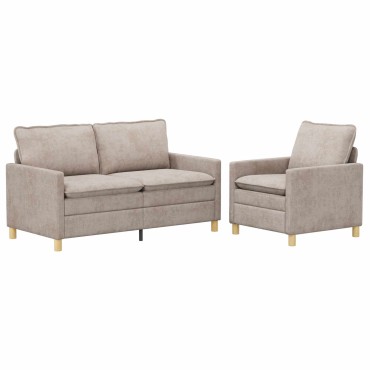 vidaXL Σετ Καναπέ 2 τεμ. Μπεζ Πολυεστέρας 156x81x87,5cm  Διθέσιος
