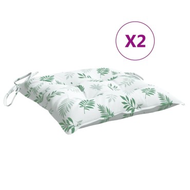 vidaXL Μαξιλάρια Καρέκλας 2 τεμ. Σχέδιο Φύλλων 50x50x7cm Υφασμάτινα