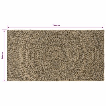 vidaXL Χαλιά χώρου Φυσικό και Μαύρο 60x110cm Γιούτα
