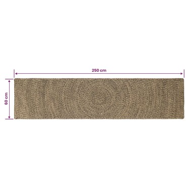 vidaXL Χαλί Περιοχής Φυσικό και Μαύρο 60x250cm Γιούτα