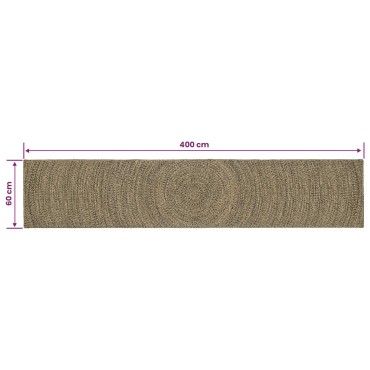 vidaXL Χαλί Περιοχής Φυσικό και Μαύρο 60x400cm Γιούτα