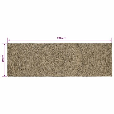 vidaXL Χαλί Περιοχής Φυσικό και Μαύρο 80x250cm Γιούτα