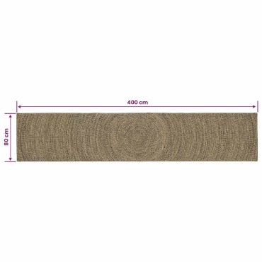 vidaXL Χαλί Περιοχής Φυσικό και Μαύρο 80x400cm Γιούτα