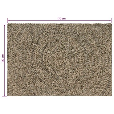 vidaXL Χαλί Περιοχής Φυσικό και Μαύρο 120x170cm Γιούτα