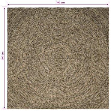 vidaXL Χαλί Περιοχής Φυσικό και Μαύρο 200x200cm Γιούτα