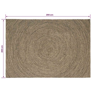 vidaXL Χαλί Περιοχής Φυσικό και Μαύρο 200x290cm Γιούτα