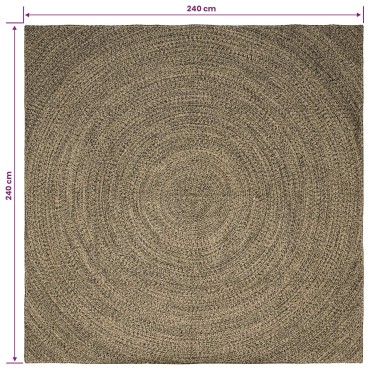 vidaXL Χαλί Περιοχής Φυσικό και Μαύρο 240x240cm Γιούτα