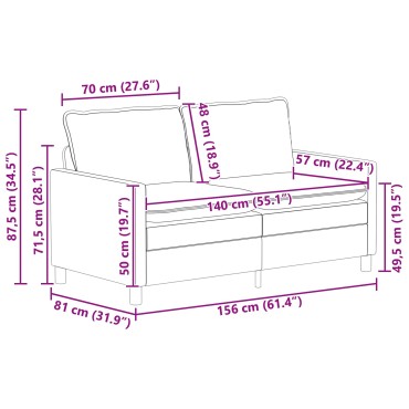 vidaXL Καναπές 2-θέσιο Μπλε 156x81x87,5cm Ύφασμα