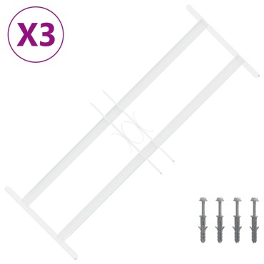 vidaXL Πλέγμα Ασφαλείας για Παράθυρα με 2 Διαγωνίους Σταυρούς 3 τμχ.