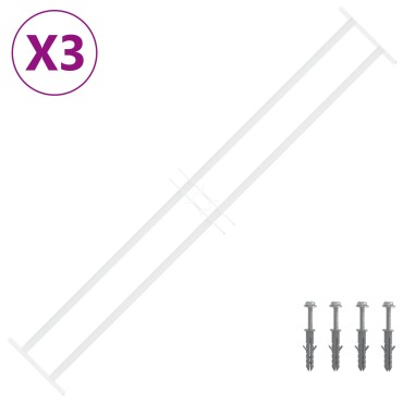 vidaXL Πλέγμα Ασφαλείας για Παράθυρα με 2 Διαγωνίους Σταυρούς 3 τμχ.