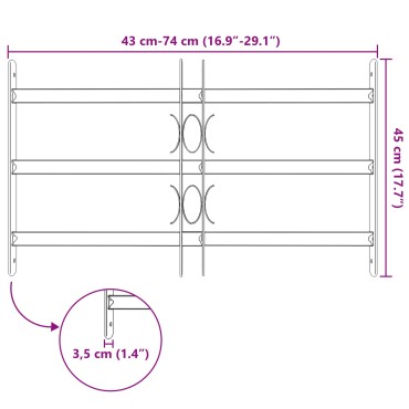 vidaXL Πλέγμα Ασφαλείας για Παράθυρα με 3 Δεσμίδες 3 τμχ. 43-74 εκ