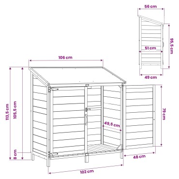 vidaXL Αποθήκη Κήπου Λευκό 106,5 x 56 x 113,5 εκ. Στερεό Ξύλο Πεύκου