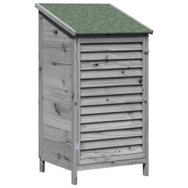 vidaXL Αποθήκη Κήπου Γκρι 59 x 56 x 113,5 εκ Στερεό Ξύλο Πεύκου