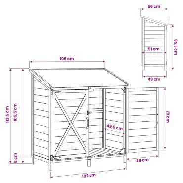 vidaXL Αποθήκη Κήπου Γκρι 106 x 56 x 113,5 εκ Στερεό Ξύλο Πεύκου