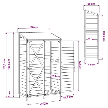 vidaXL Αποθήκη Κήπου Καφέ 106 x 56 x 176,5 εκ Στερεό Ξύλο Πεύκου