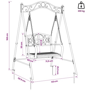 vidaXL Πάγκος Κούνια Ατσάλι 113 x 121,5 x 168 εκ. Αντίκες Λευκό